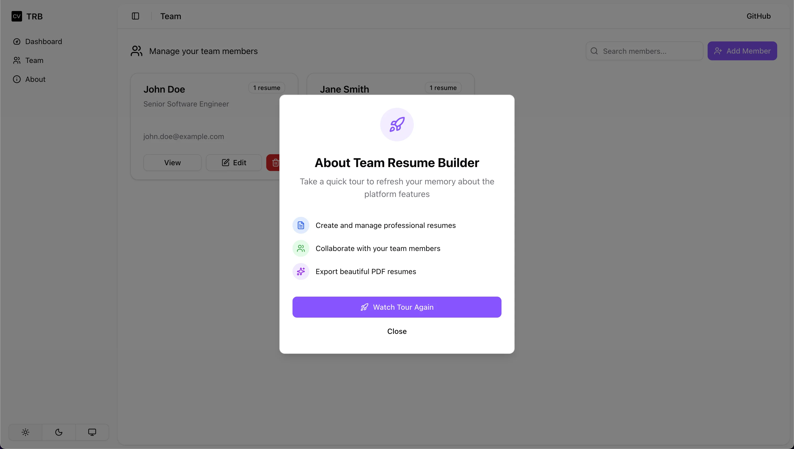 team-resume-builder screenshot 1