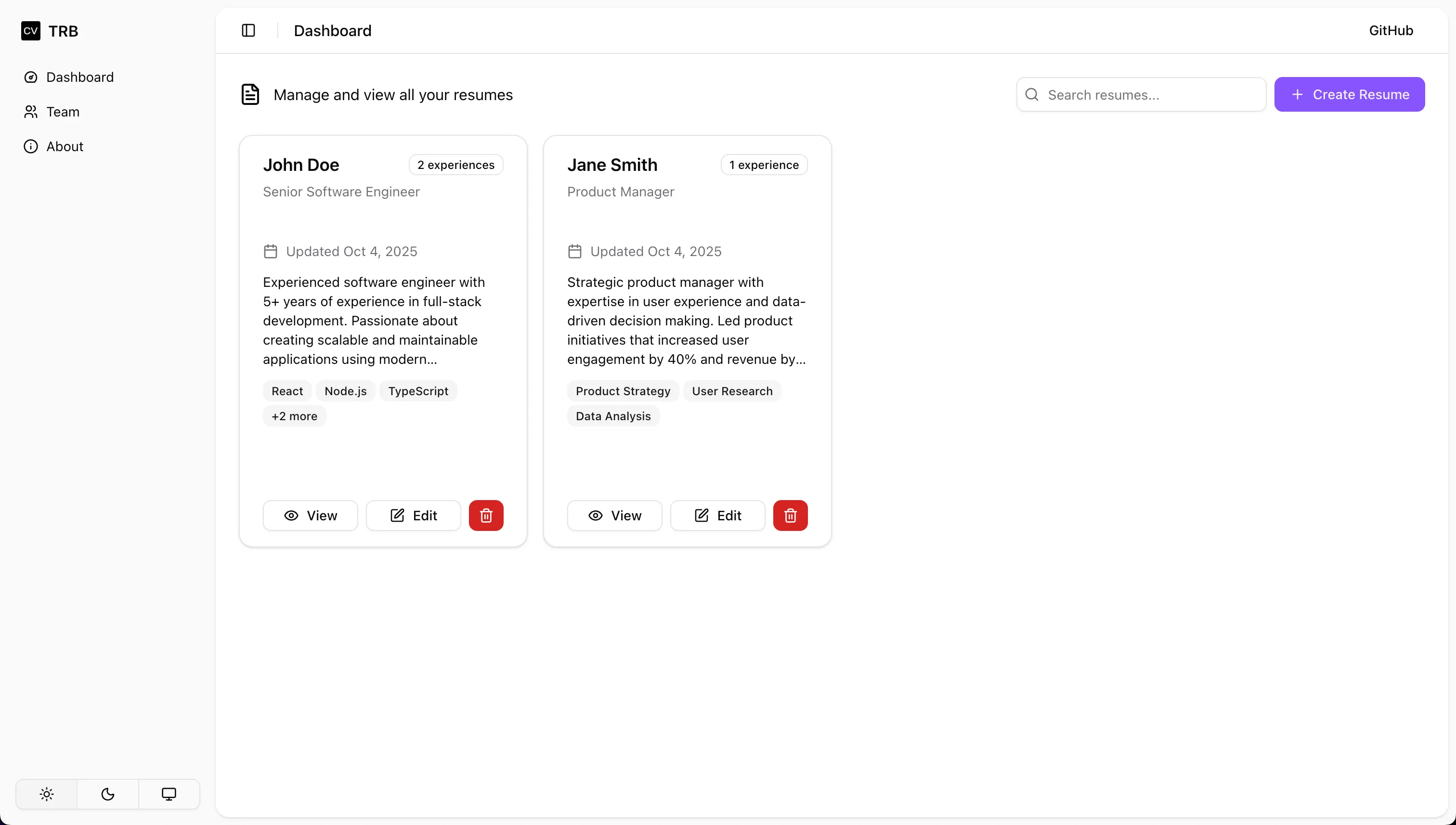 team-resume-builder screenshot 2