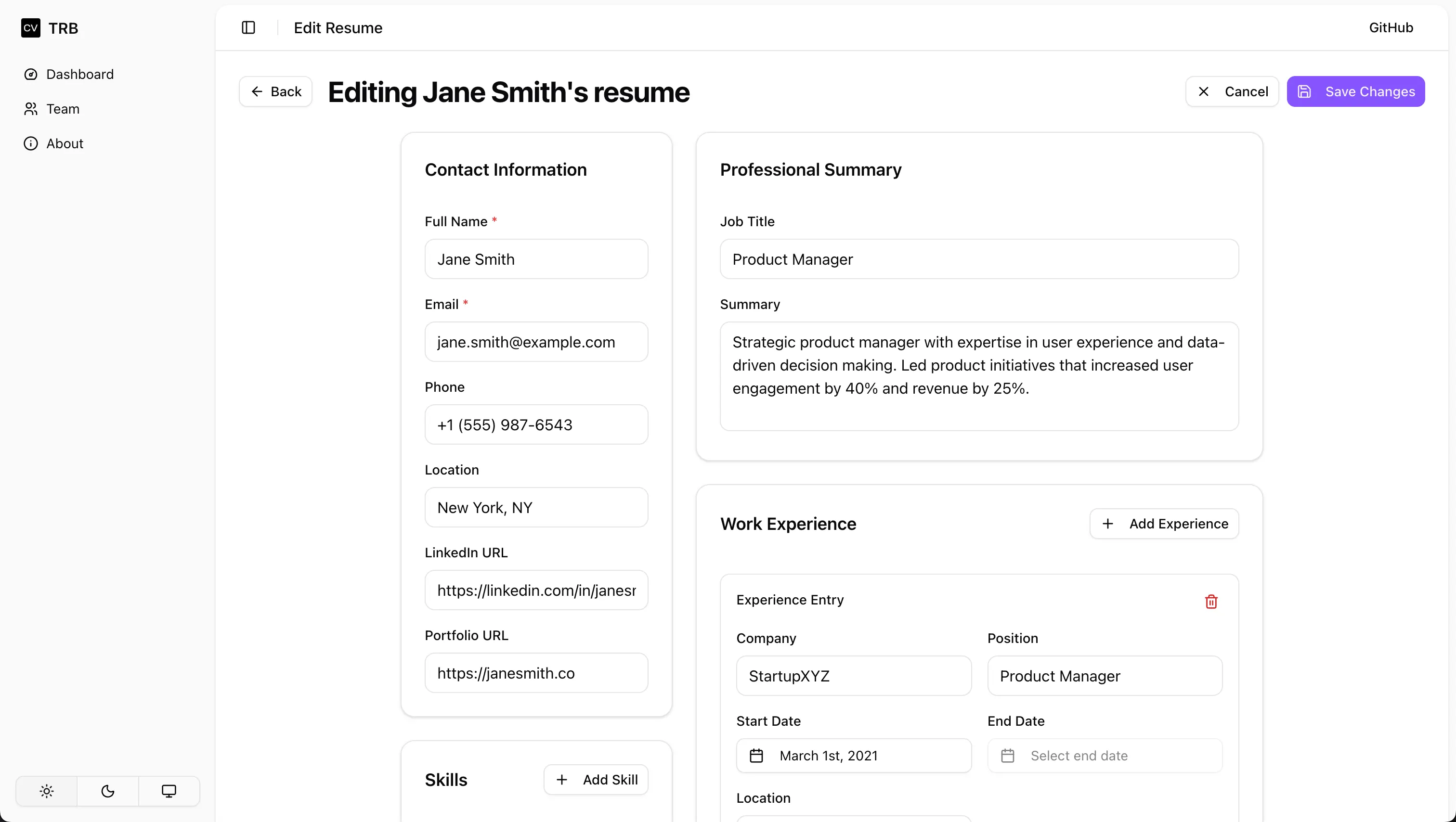 team-resume-builder screenshot 4